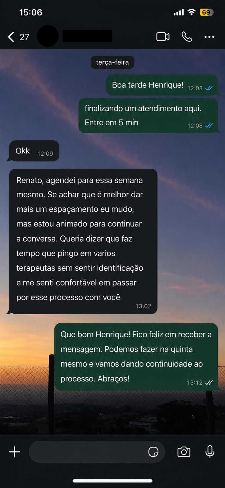 Depoimento de paciente 1